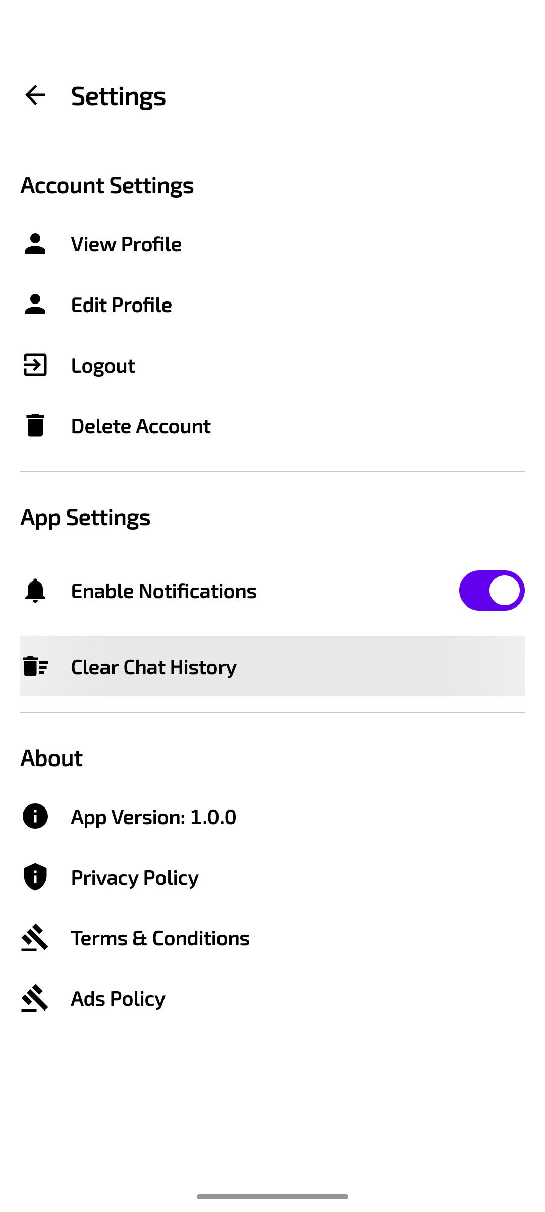 Settings Screen